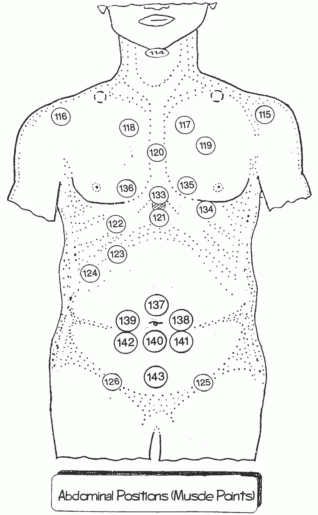 Locating Hijama points on the front of the body